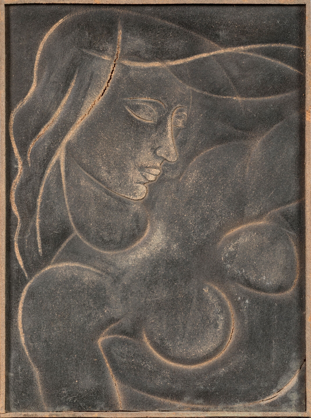 Artwork by André Ducaroy, André Ducaroy (1899-1972) Deux panneaux en laque polychrome à décor de femmes. Petits éclats et craquelures, Made of Polychrome lacquer