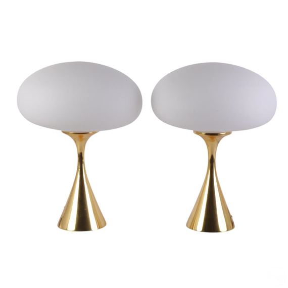 Charles & Ray Eames | Stemlite Designline Pair Brass Tone Mushroom ...