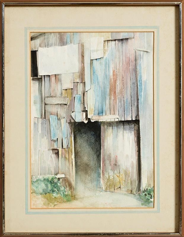 Artwork by Floyd Placzek, Door to Skinners Yard, Baltimore (1982, Made of watercolour on paper