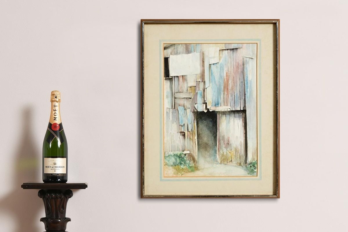 Artwork by Floyd Placzek, Door to Skinners Yard, Baltimore (1982, Made of watercolour on paper