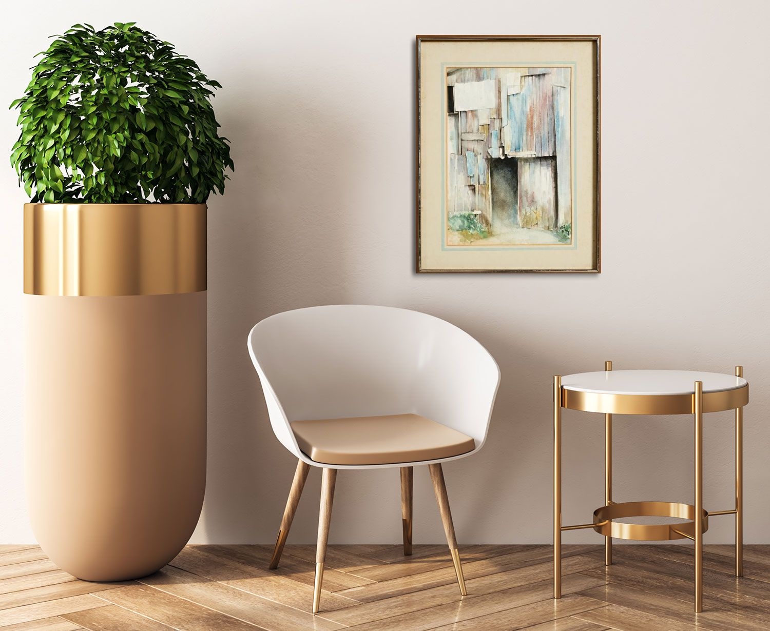 Artwork by Floyd Placzek, Door to Skinners Yard, Baltimore (1982, Made of watercolour on paper