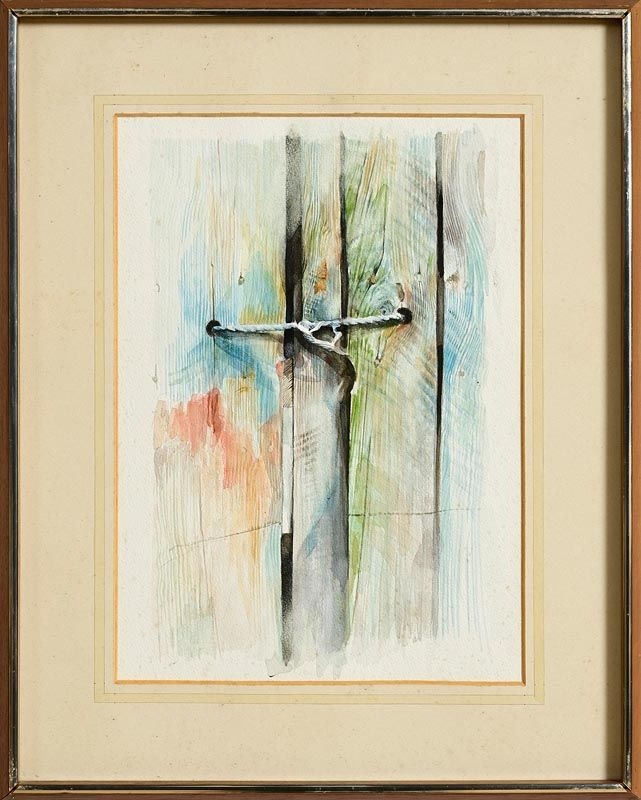 Artwork by Floyd Placzek, Green Wall and String (1983, Made of watercolour on paper