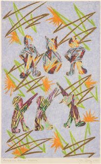 Joe Fay ''Authorities Execute Suspects'' 1981 Wax Crayon - Joe Fay