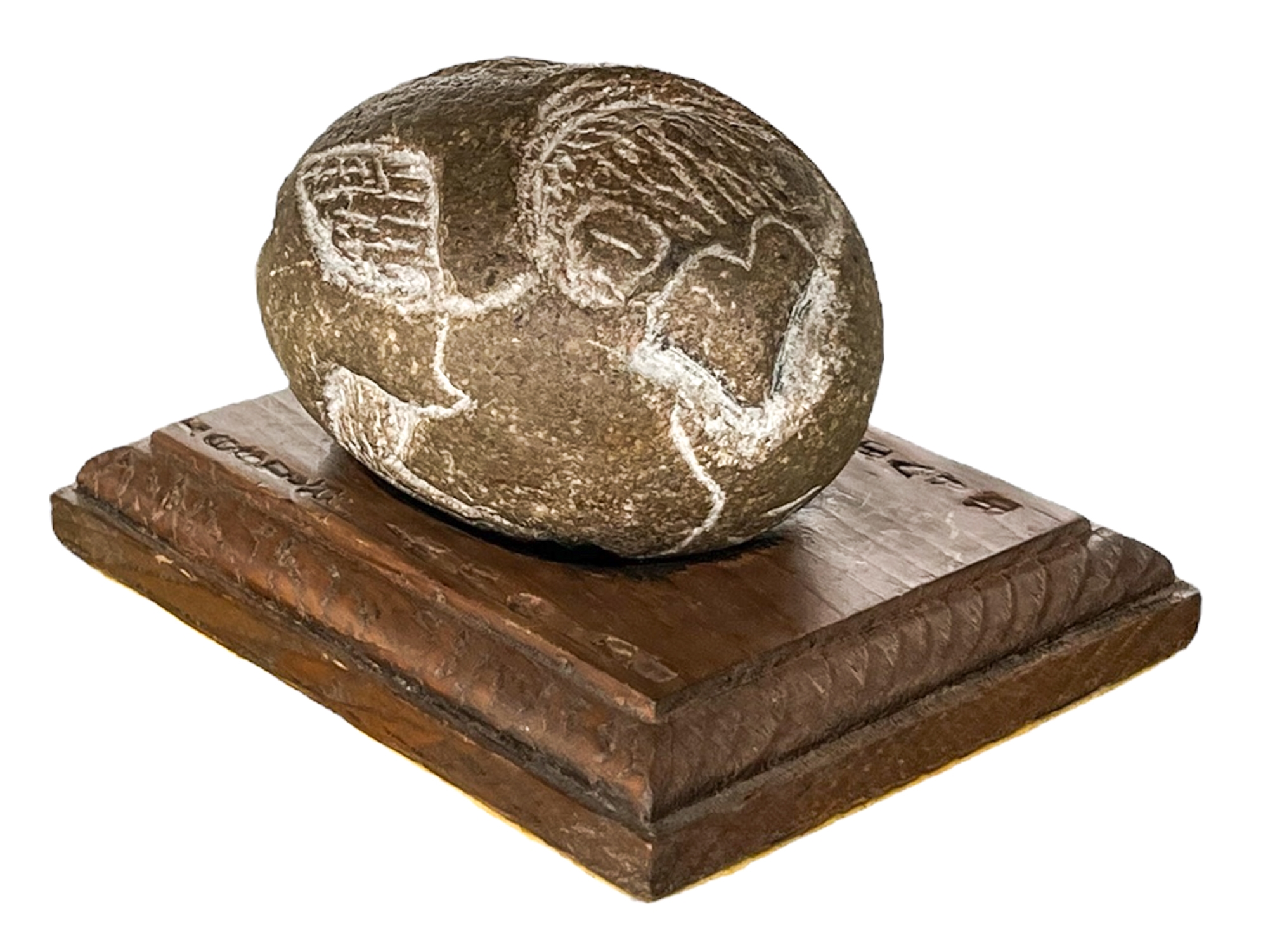 Artwork by James W. Washington Jr., James Washington Jr. ''Raven Hatching'' 1987 Stone Sculpture, Made of Stone Sculpture 3''x5''x4''. Charming carved granite stone