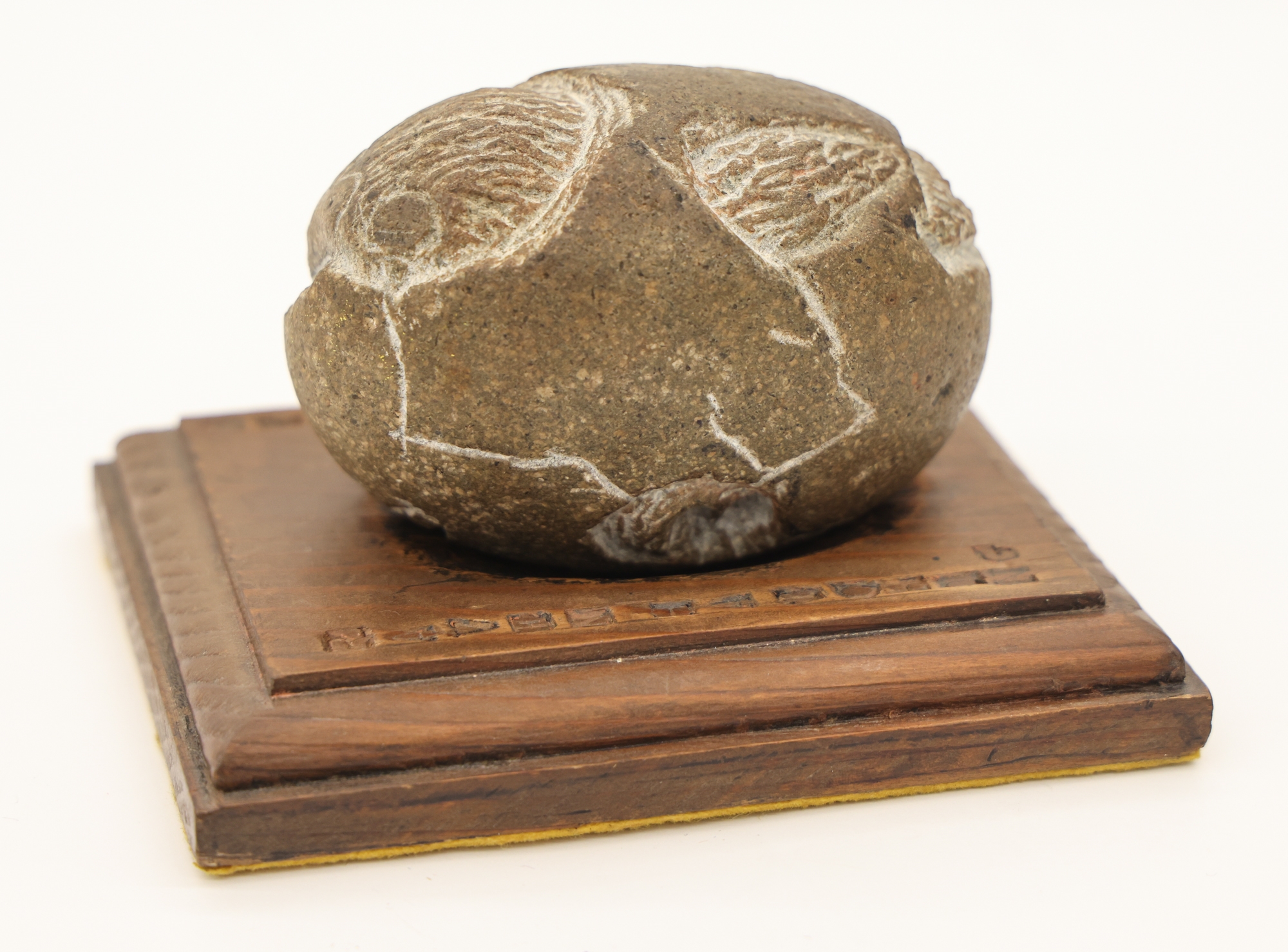 Artwork by James W. Washington Jr., James Washington Jr. ''Raven Hatching'' 1987 Stone Sculpture, Made of Stone Sculpture 3''x5''x4''. Charming carved granite stone