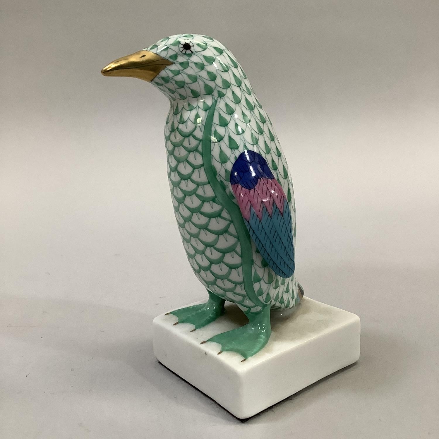 Herend Porcelain Factory | A Herend figure of a penguin on a square ...