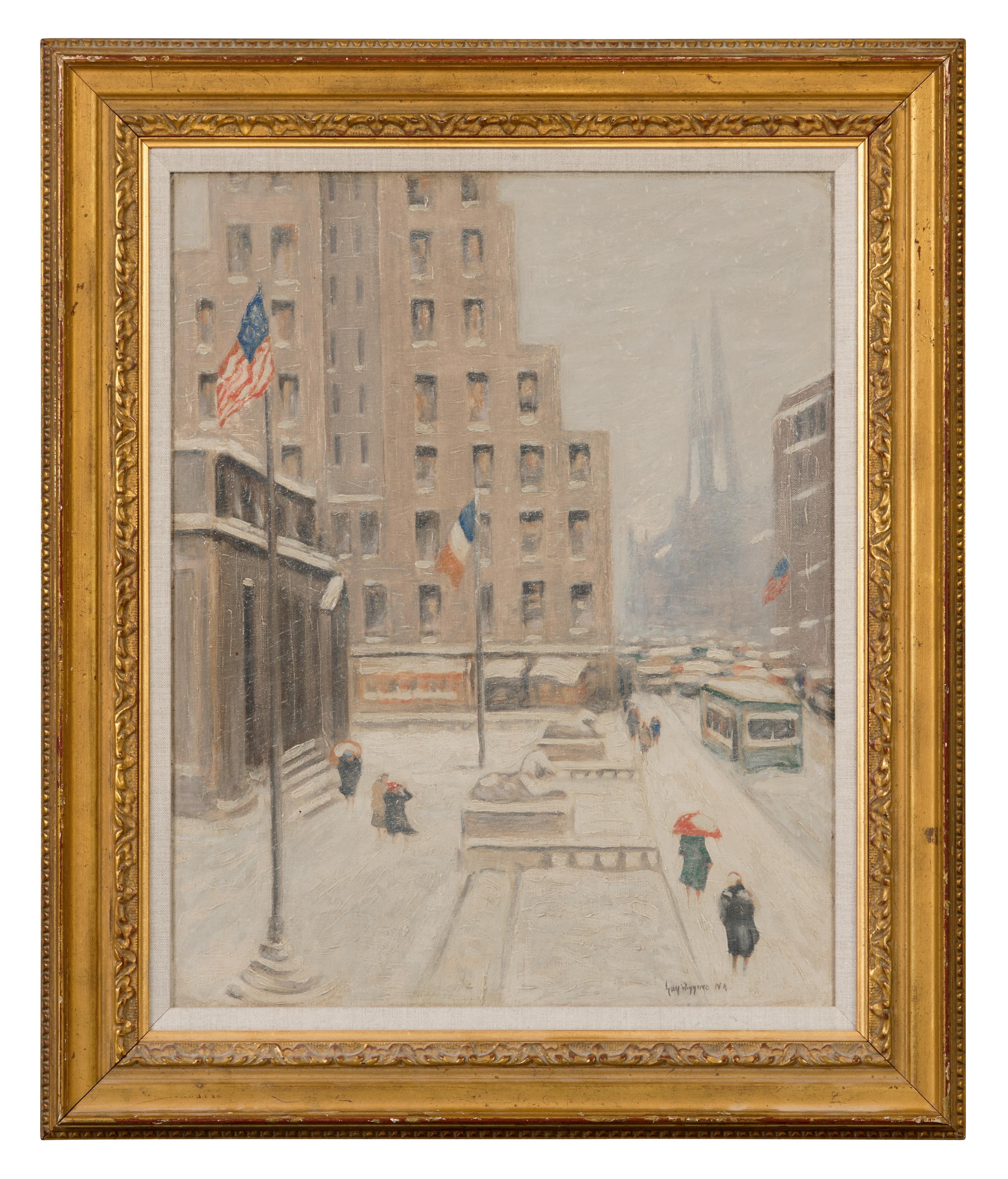 Guy Carleton Wiggins | New York Library in the Snow | MutualArt