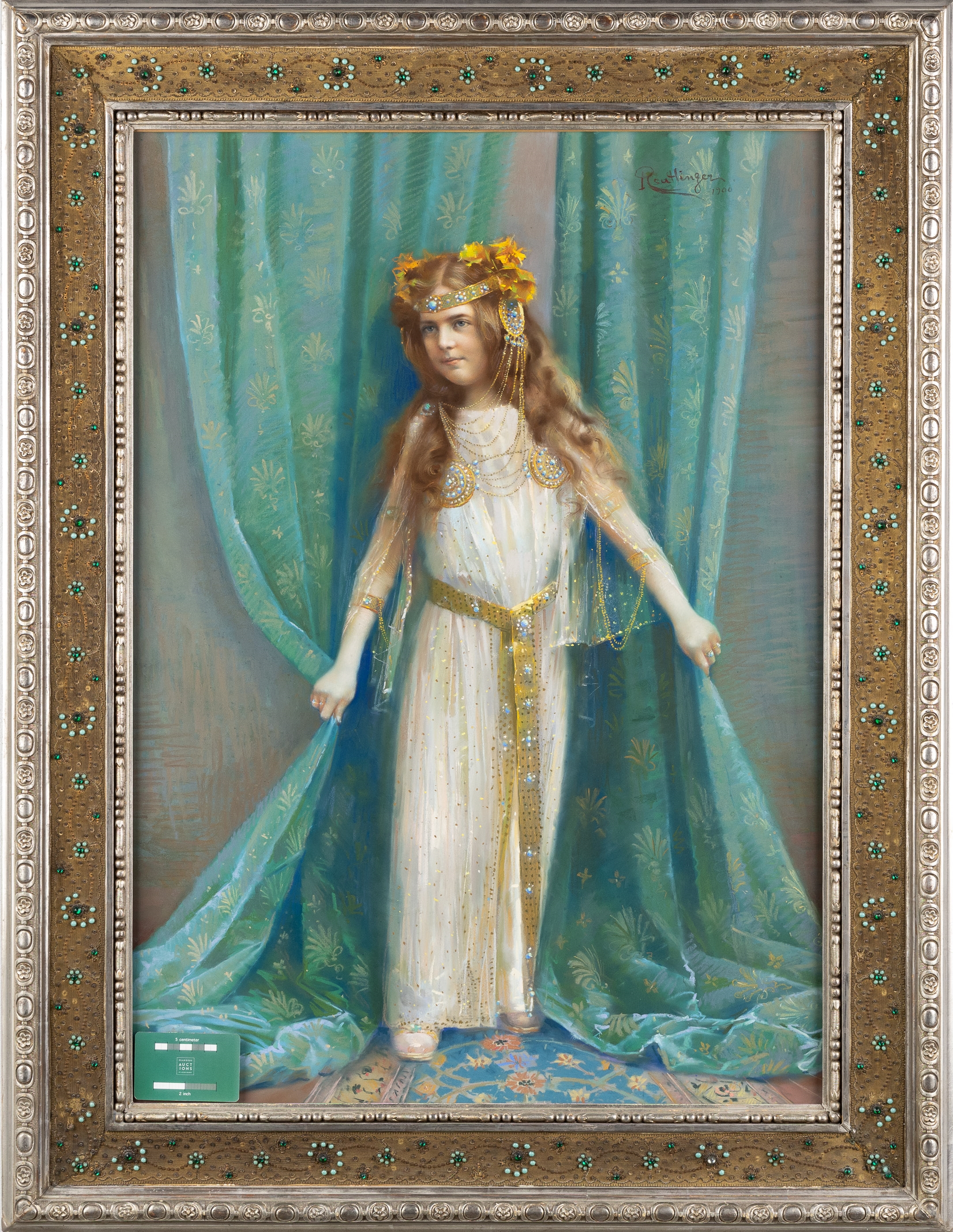 Artwork by Jakob Heinrich Reutlinger, Jakob Heinrich Reutlinger (1802-1868) (Attr.) 'Die kleine Königin' (dated 1900?) (L:65 x H:80 cm, Made of Pastel on canvas