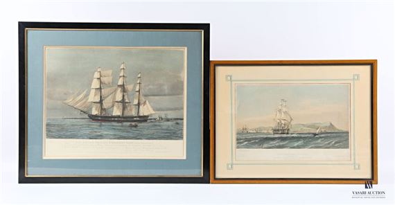 U.S. 44 Gun Frigate Constitution (Old Ironside); H.M.S. "Hannibal 91" Guns by Harold Wyllie