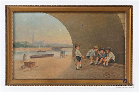 School on the banks of the Seine - A. Fontana