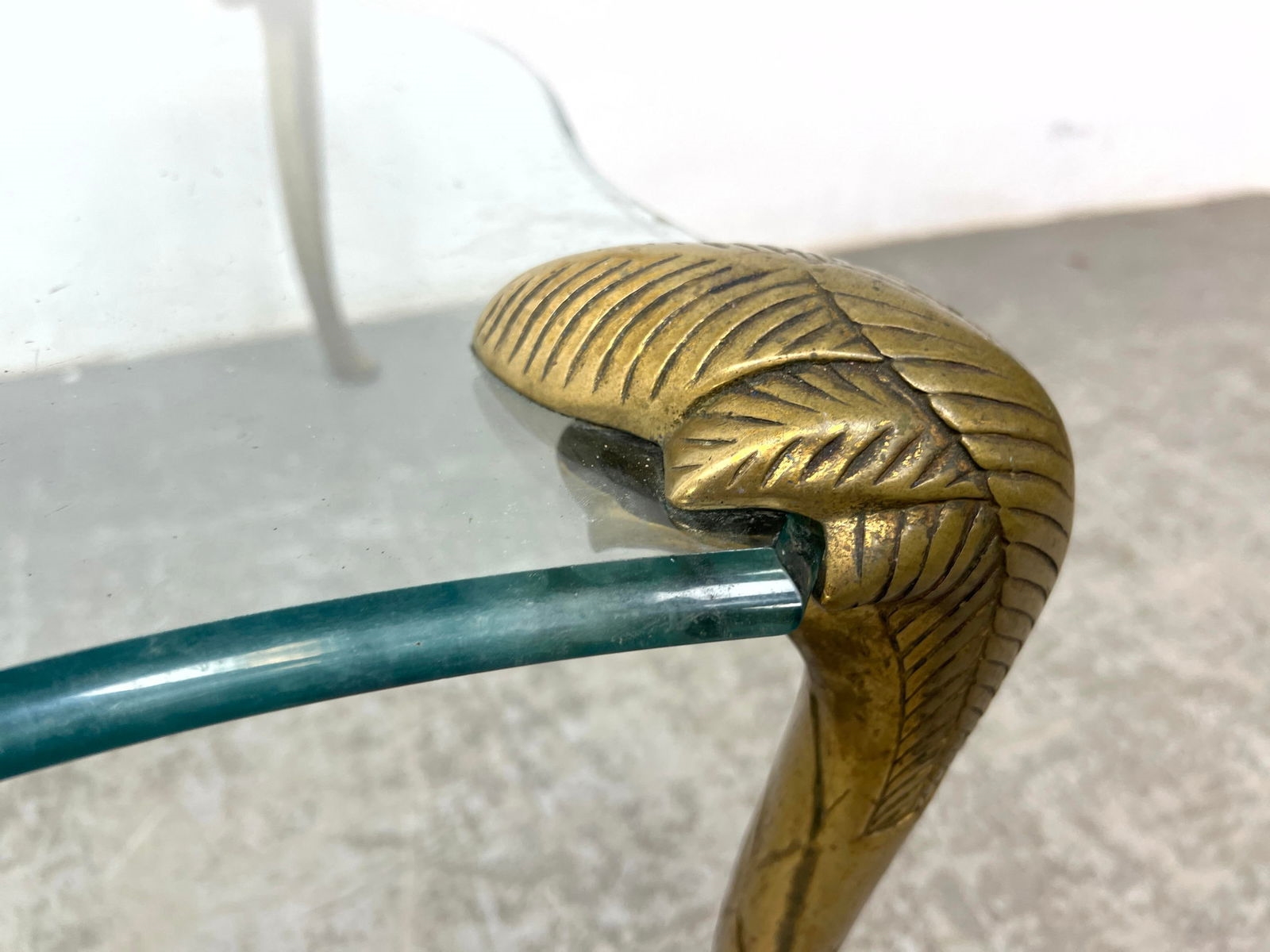 Artwork by Guérin, 2pc Brass and glass coffee table and end table. Guerin style, Made of Brass and glass