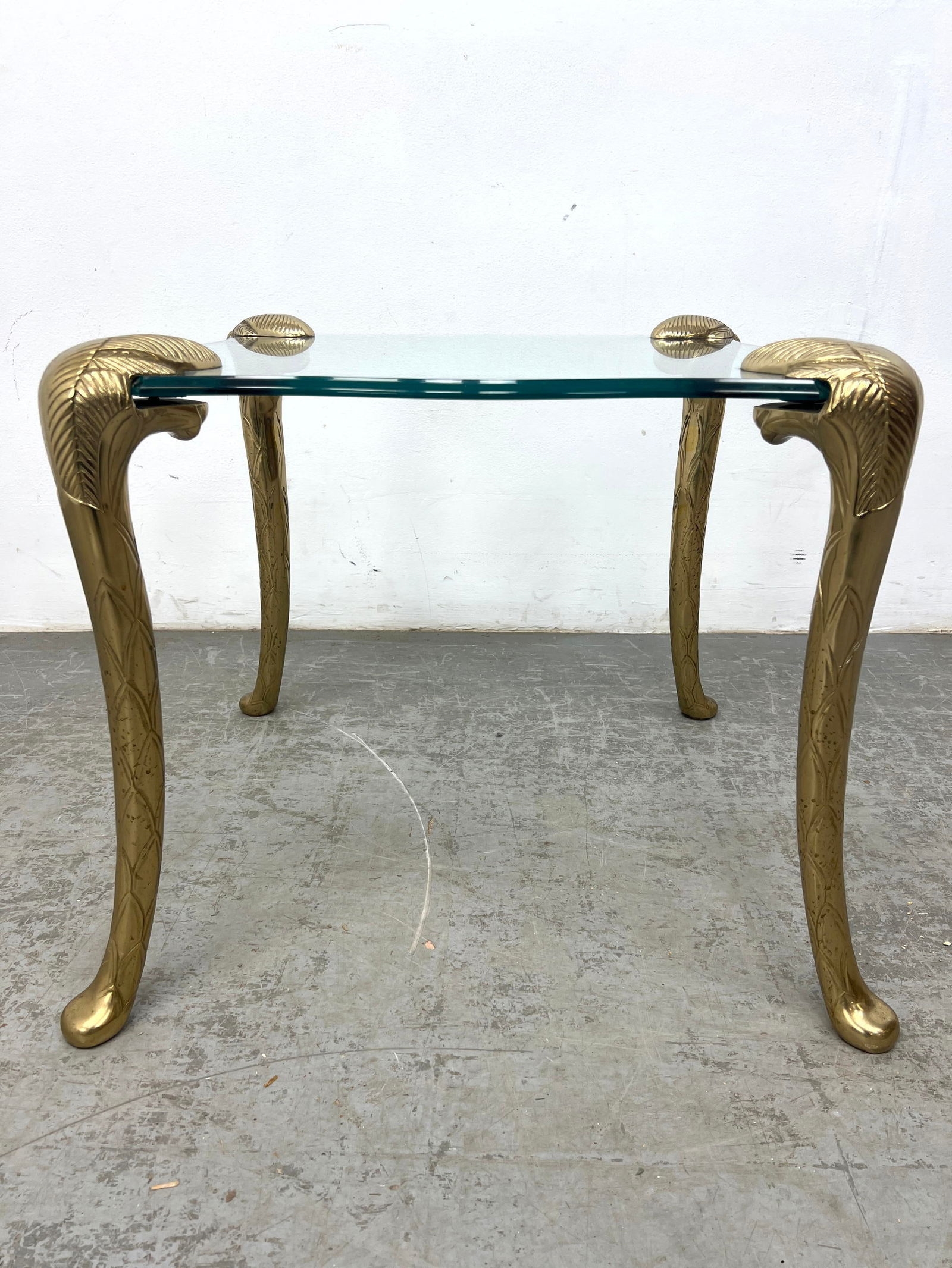 Artwork by Guérin, 2pc Brass and glass coffee table and end table. Guerin style, Made of Brass and glass