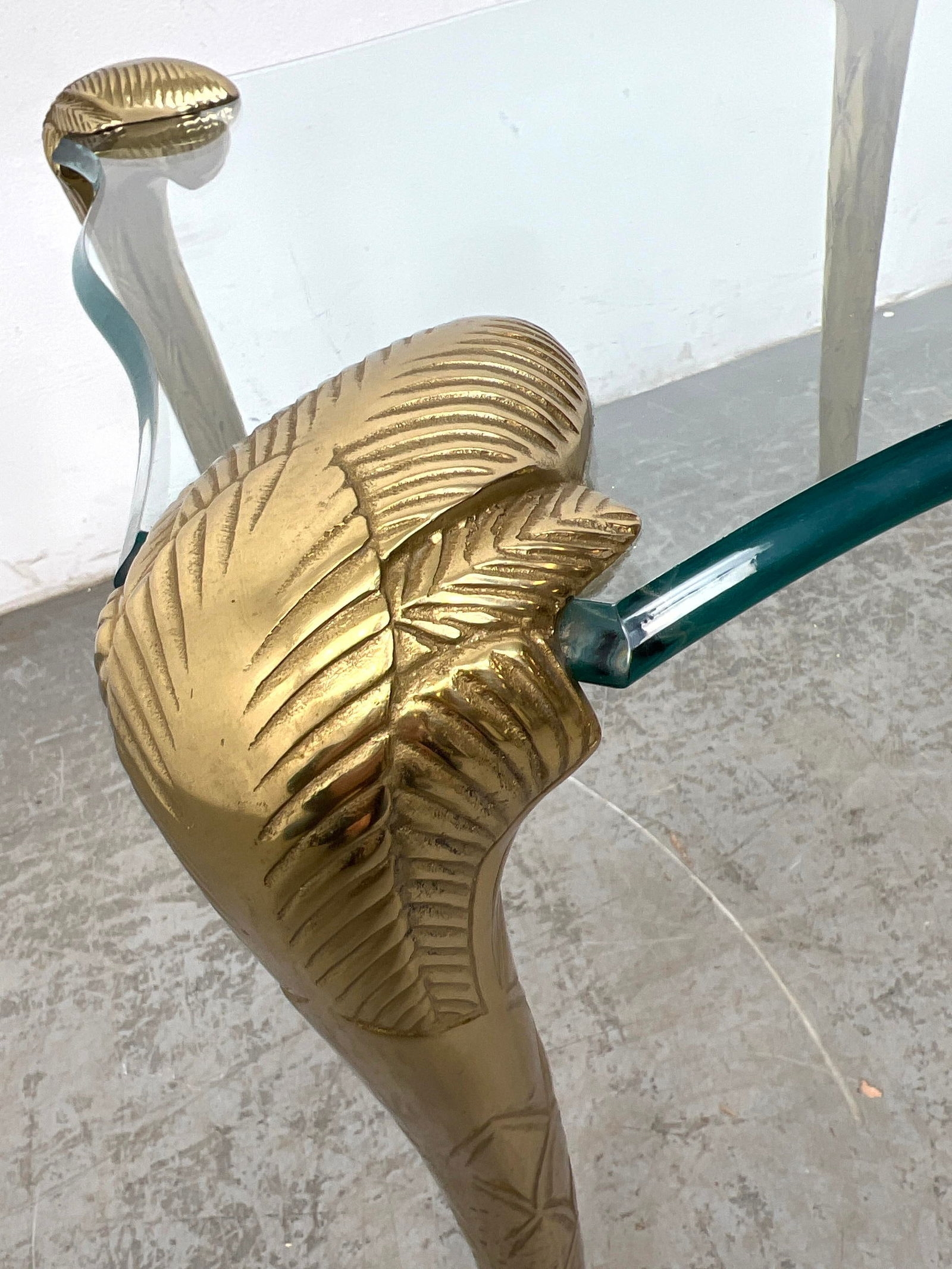 Artwork by Guérin, 2pc Brass and glass coffee table and end table. Guerin style, Made of Brass and glass