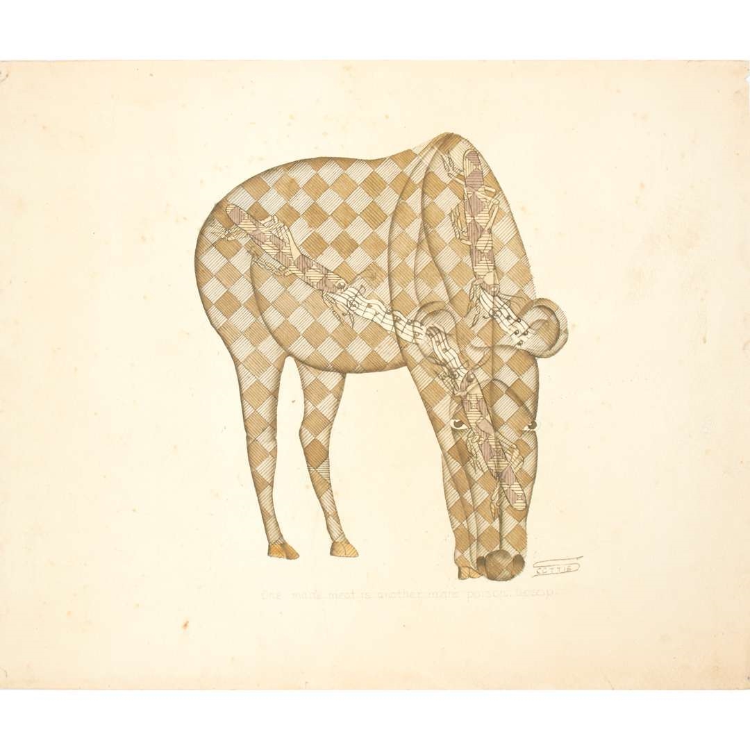 Scottie Wilson | THE SNAKE AND THE BULL (AESOP'S FABLES), 1945 (1945 ...