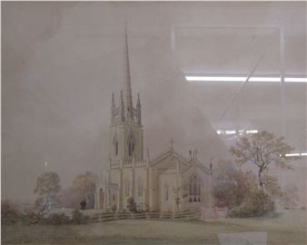 Bennett Hubbard framed watercolour 'Haugham Church' signed and dated 1842 to lower left - note to - Bennett Hubbard