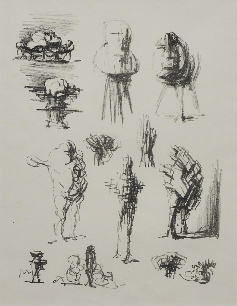 Artwork by Oliffe Richmond, Sculptural Sketches, 1966, Made of lithograph on paper