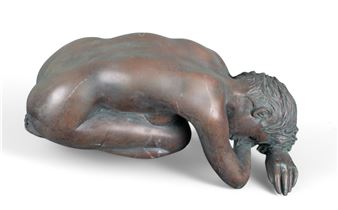 A bronze female nude resting her head on her arms - Otto Bindschedler