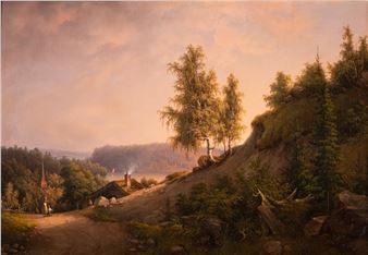 Landscape with a village road - Joseph Magnus Stäck
