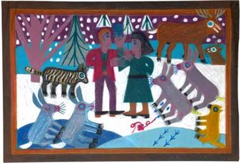 Winter Scene With Animals - Eddie Arning