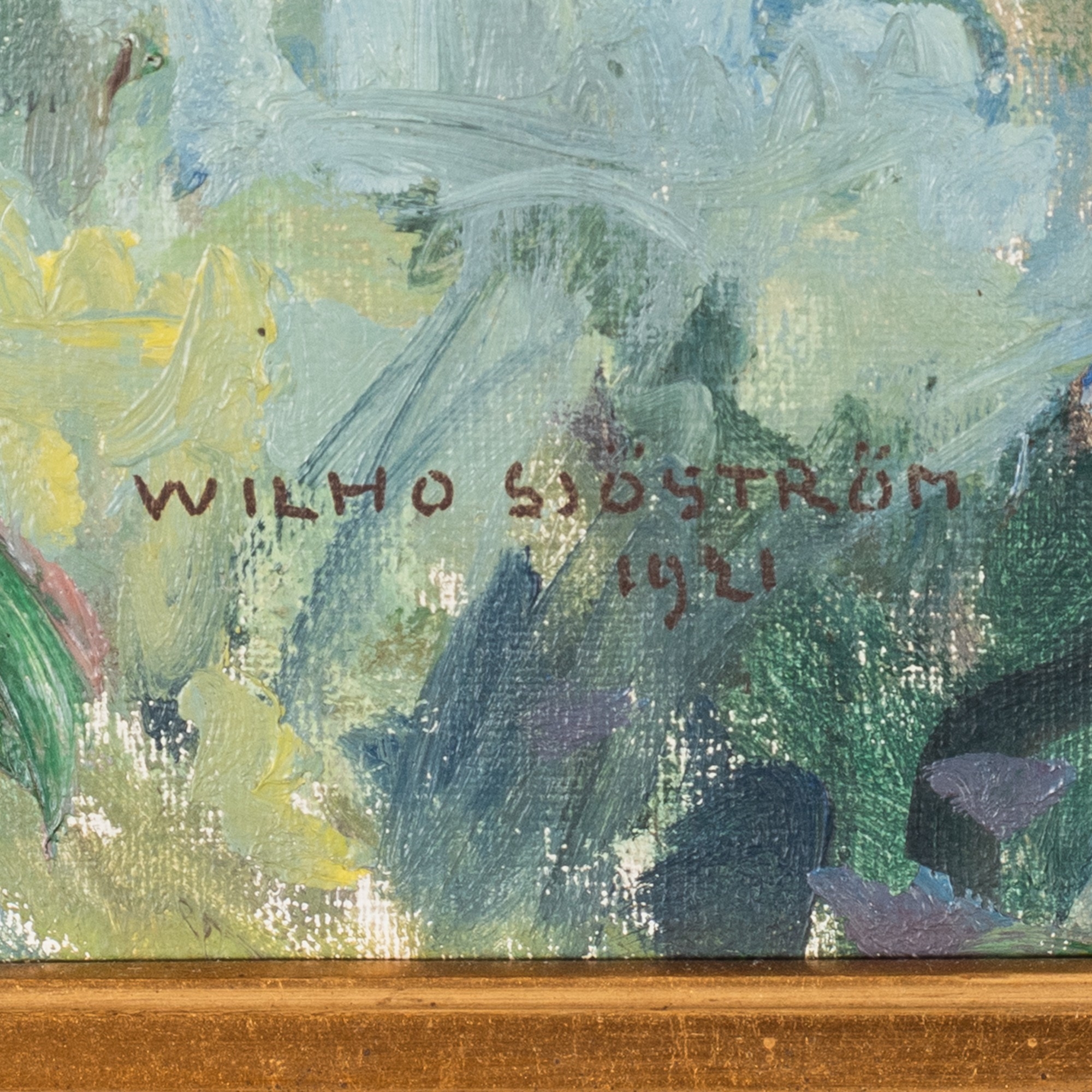 Artwork by Vilho Sjöström, Red house, Made of Oil