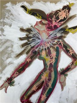 Set of 3 mixed media fashion drawings, signed - Mary Brilli