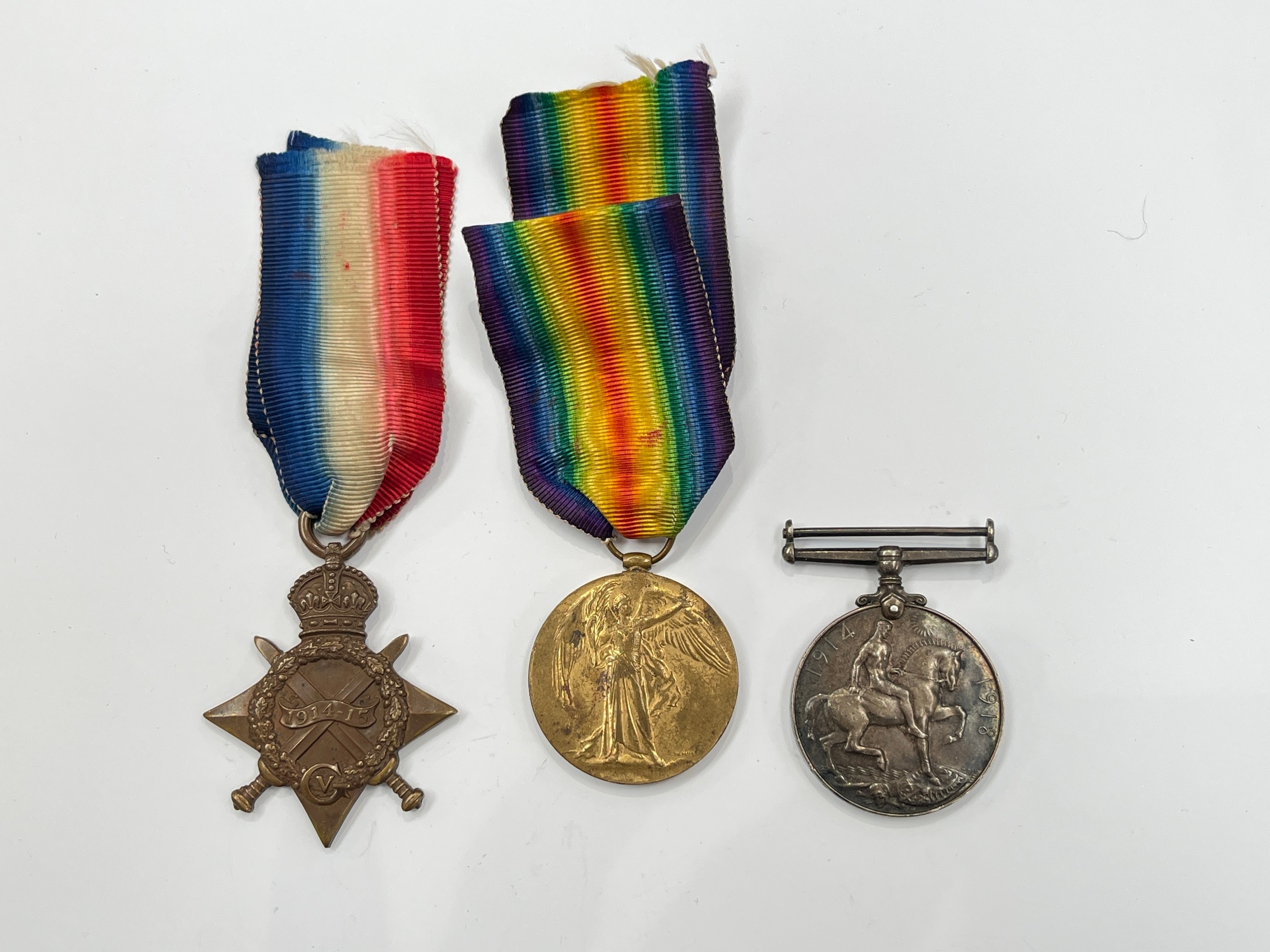 Artwork by E. Allard, A WWI  star medal trio named to  A-BMBR. A.E. ALLARD