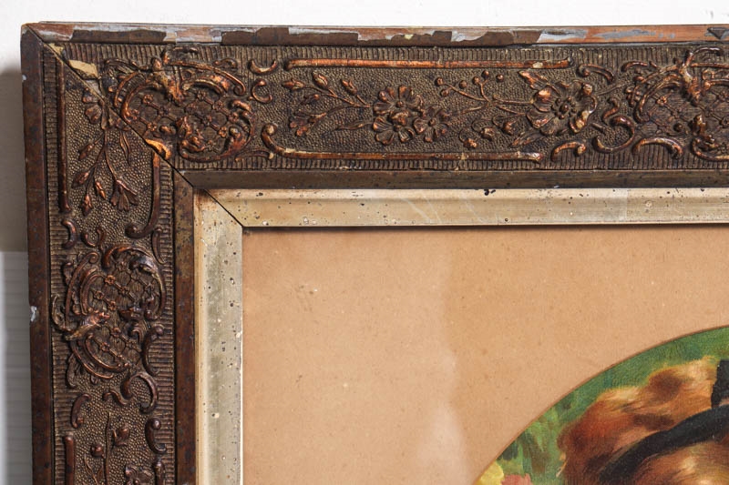 Artwork by Émile Vernon, An antique lithograph depicting the portrait of a lady among flowers, Made of lithograph