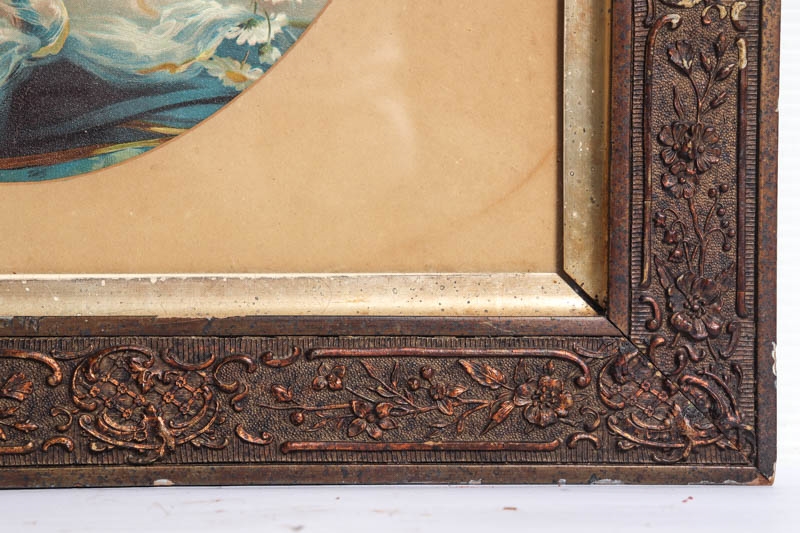 Artwork by Émile Vernon, An antique lithograph depicting the portrait of a lady among flowers, Made of lithograph