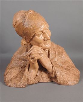 Vieille femme les mains jointes - Berthe Girardet