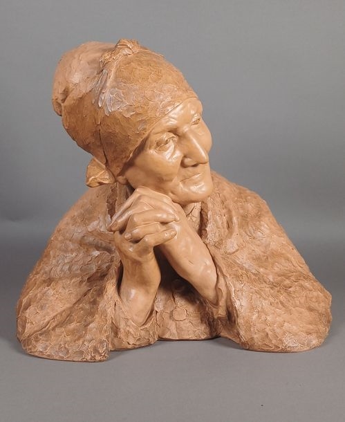 Artwork by Berthe Girardet, Vieille femme les mains jointes