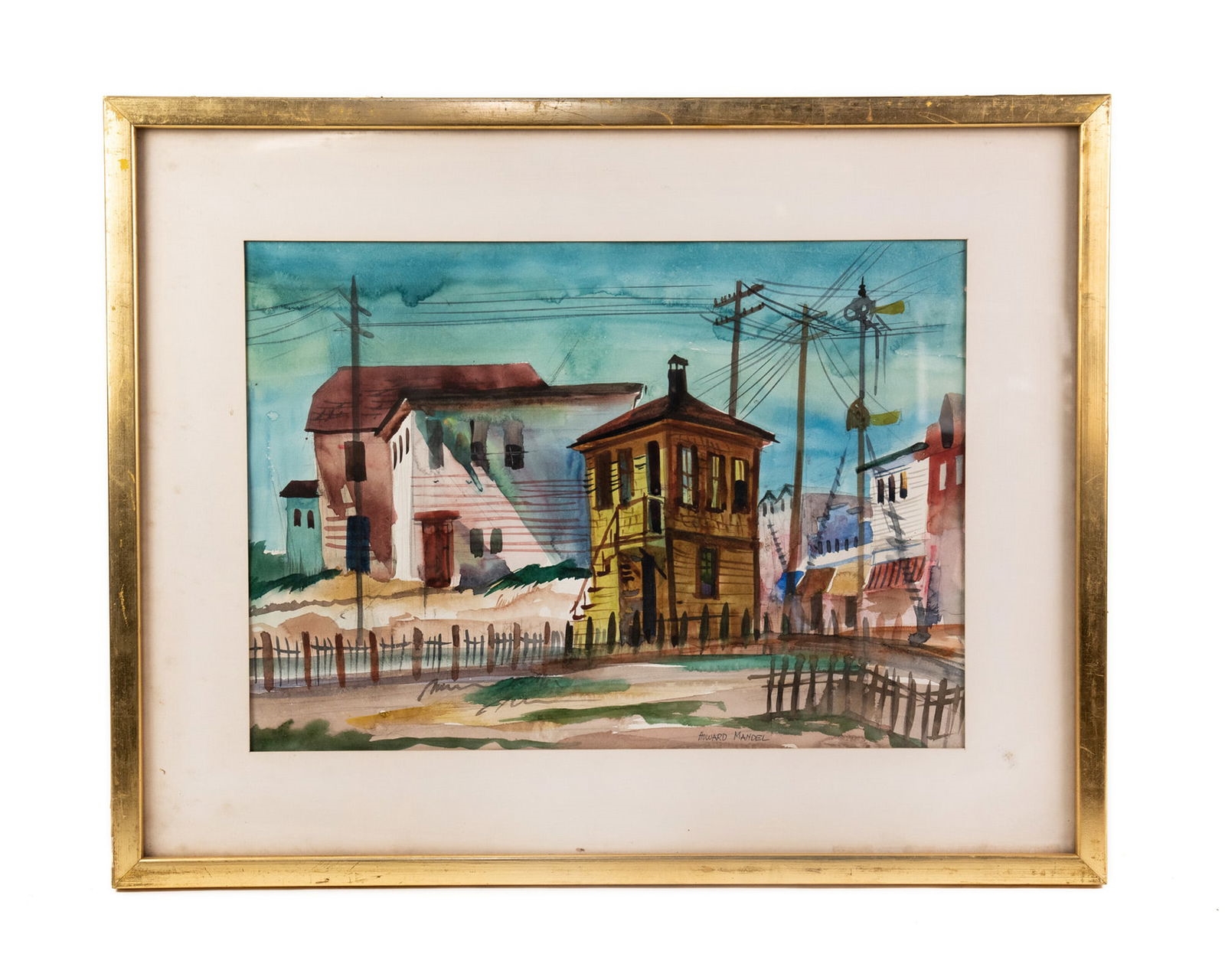 Artwork by Howard Mandel, Howard Mandel 'Lil. R.R. Crossing' Watercolor on Paper, Made of Watercolor on Paper