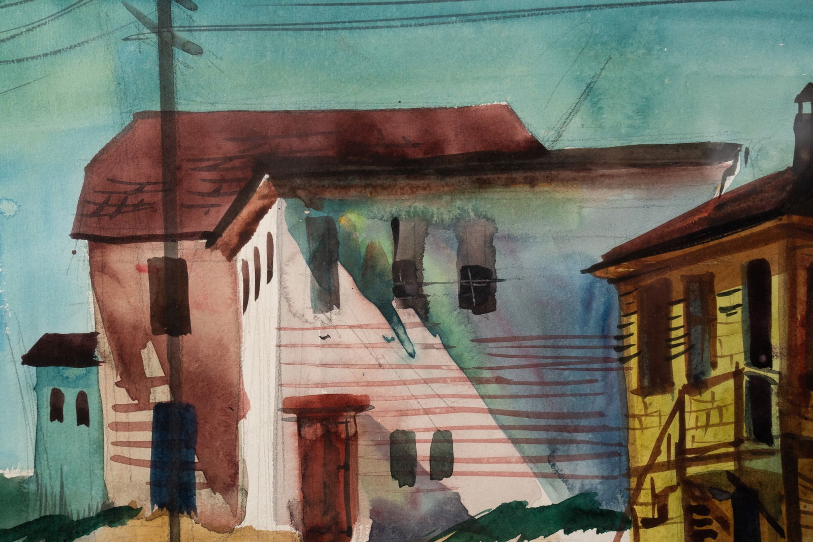 Artwork by Howard Mandel, Howard Mandel 'Lil. R.R. Crossing' Watercolor on Paper, Made of Watercolor on Paper