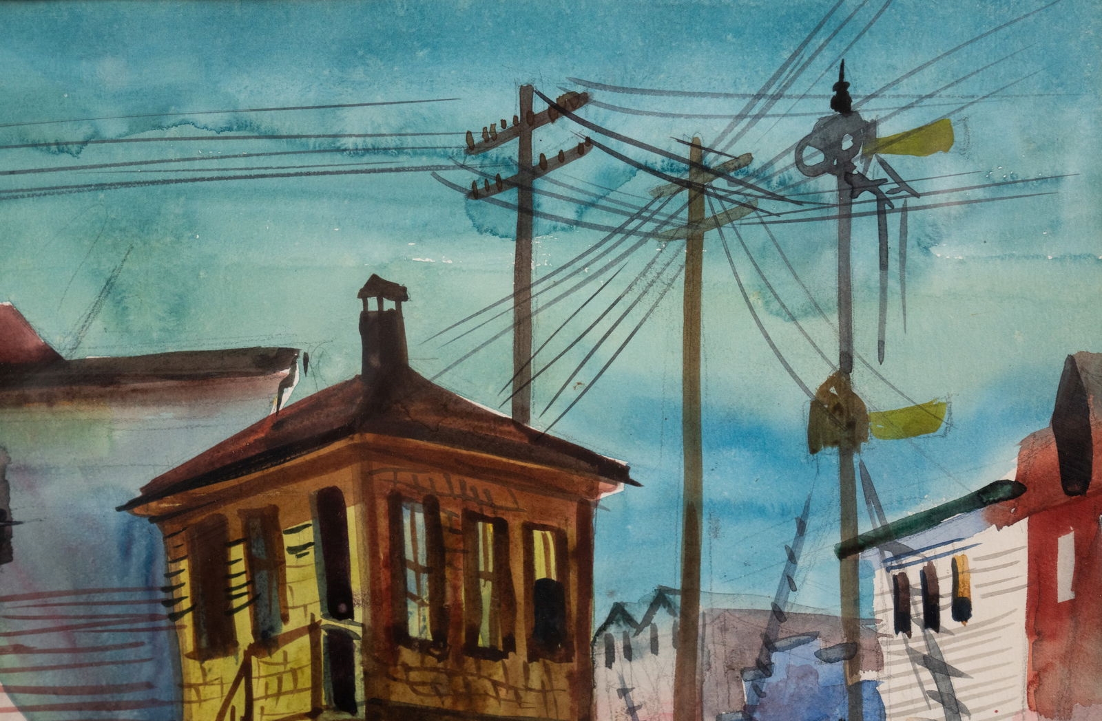 Artwork by Howard Mandel, Howard Mandel 'Lil. R.R. Crossing' Watercolor on Paper, Made of Watercolor on Paper