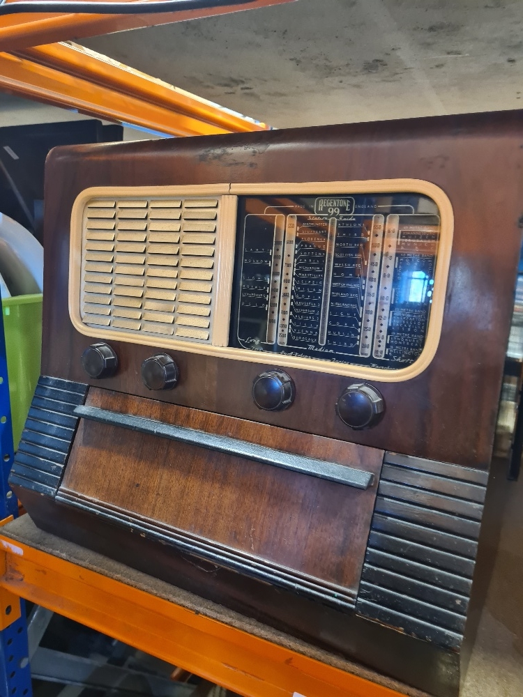 Hacker | Two Hacker vintage radios on swivel base and other radios ...
