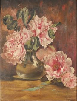 Still life with peonies - Gustave Leveaux