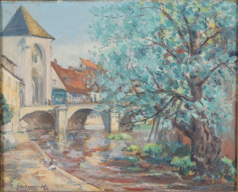 Artwork by Armand Guillaumin II, . Bridge over the Loing at Moret, Made of Oil on canvas