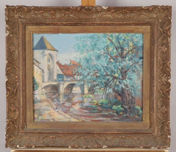 Artwork by Armand Guillaumin II, . Bridge over the Loing at Moret, Made of Oil on canvas