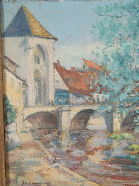 Artwork by Armand Guillaumin II, . Bridge over the Loing at Moret, Made of Oil on canvas