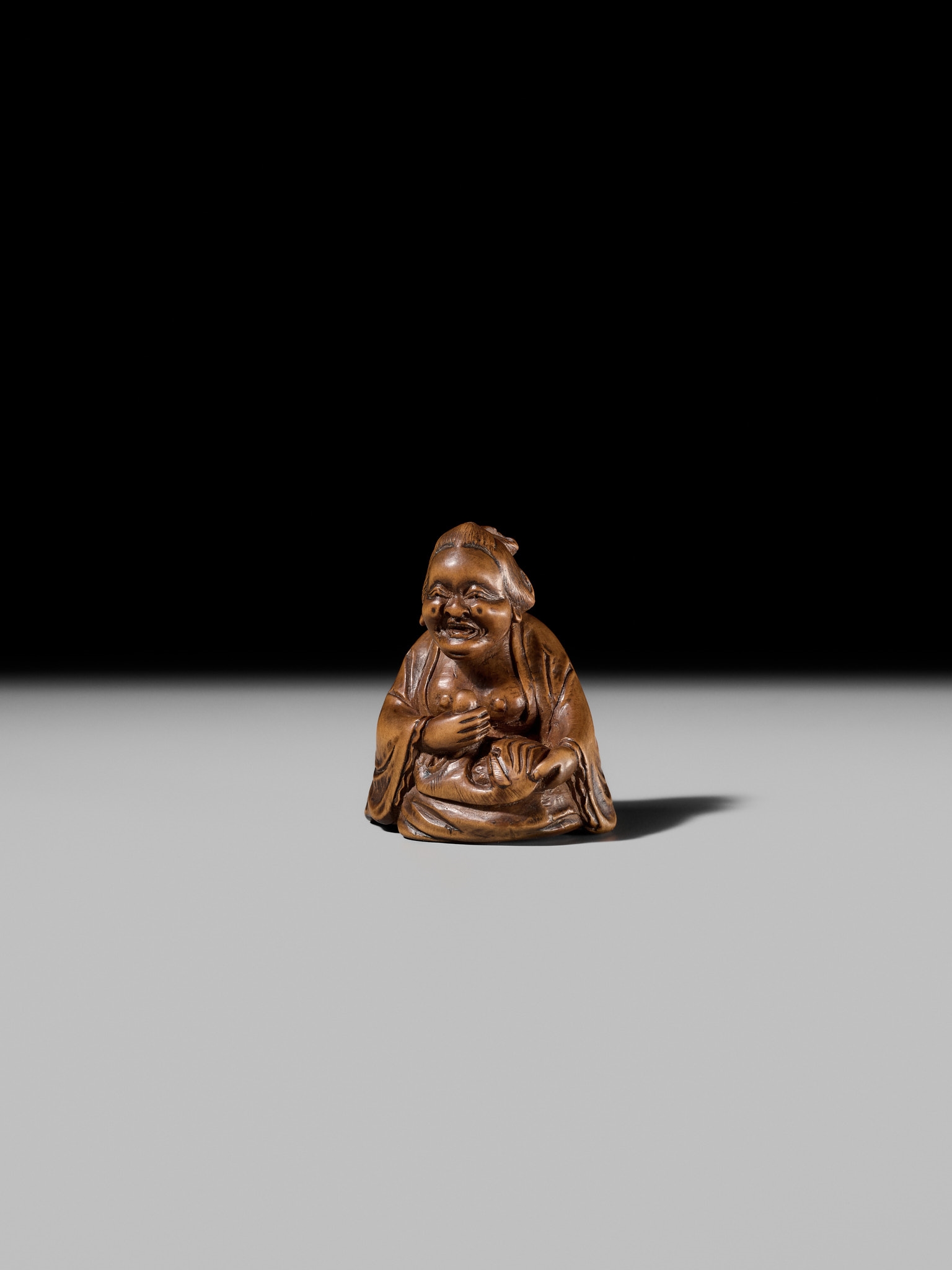 Ono Shoraku | ONO SHORAKU: A WOOD SHUNGA NETSUKE OF OKAME AND TENGU ...