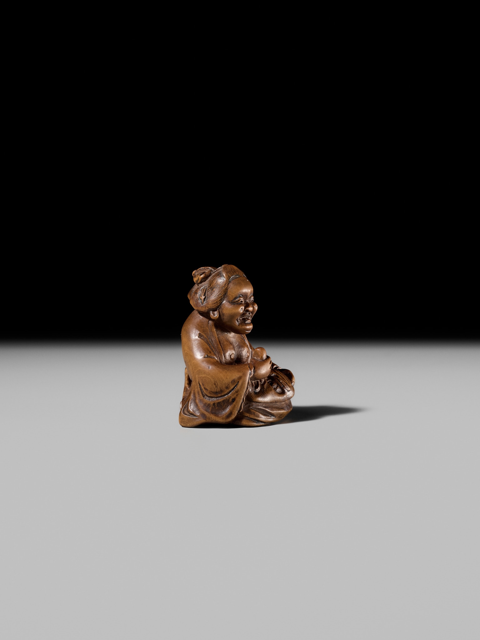 Ono Shoraku | ONO SHORAKU: A WOOD SHUNGA NETSUKE OF OKAME AND TENGU ...