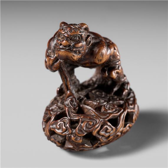 Shojusai | SHOJUSAI: A FINE WOOD NETSUKE OF FUJIN | MutualArt