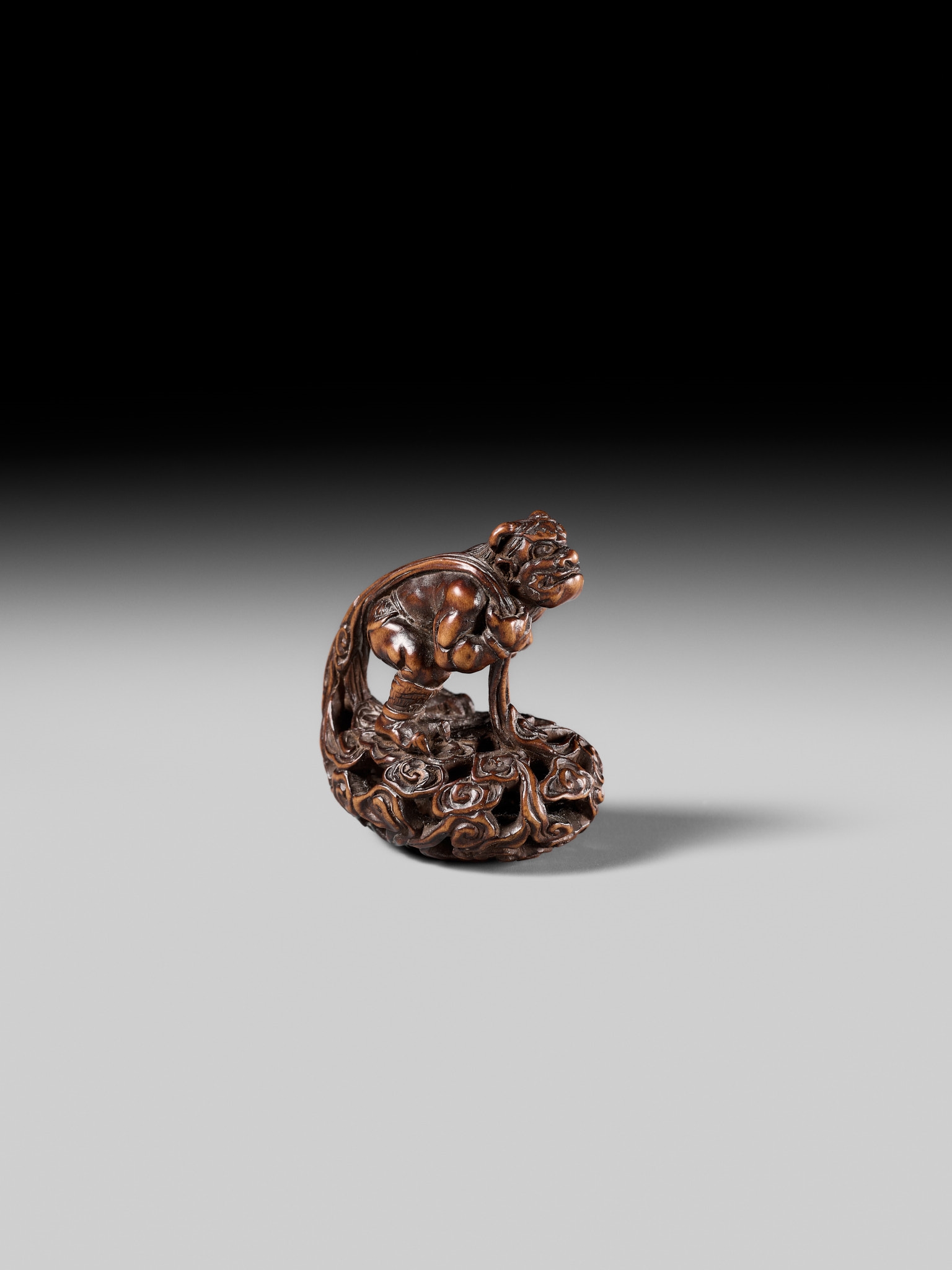 Shojusai | SHOJUSAI: A FINE WOOD NETSUKE OF FUJIN | MutualArt