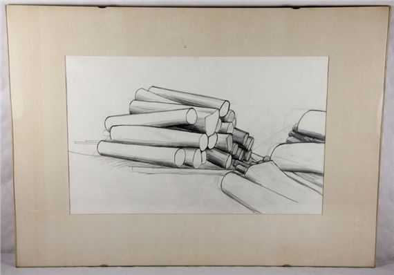 Holzstämme in 2 Stapeln übereinandergeschichtet - Rudolf Wachter