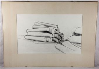 Holzstämme in 2 Stapeln übereinandergeschichtet - Rudolf Wachter