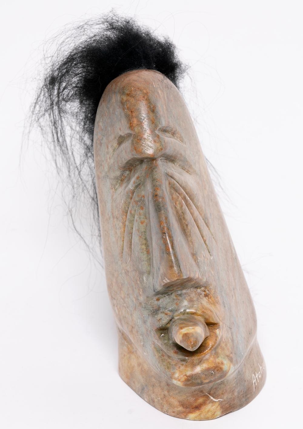 Artwork by Darwin Atcheynum, Untitled - Head with Dark Hair, Made of stone carving