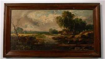 Landscape with mounted figure passing a watermill - J. McIntyre