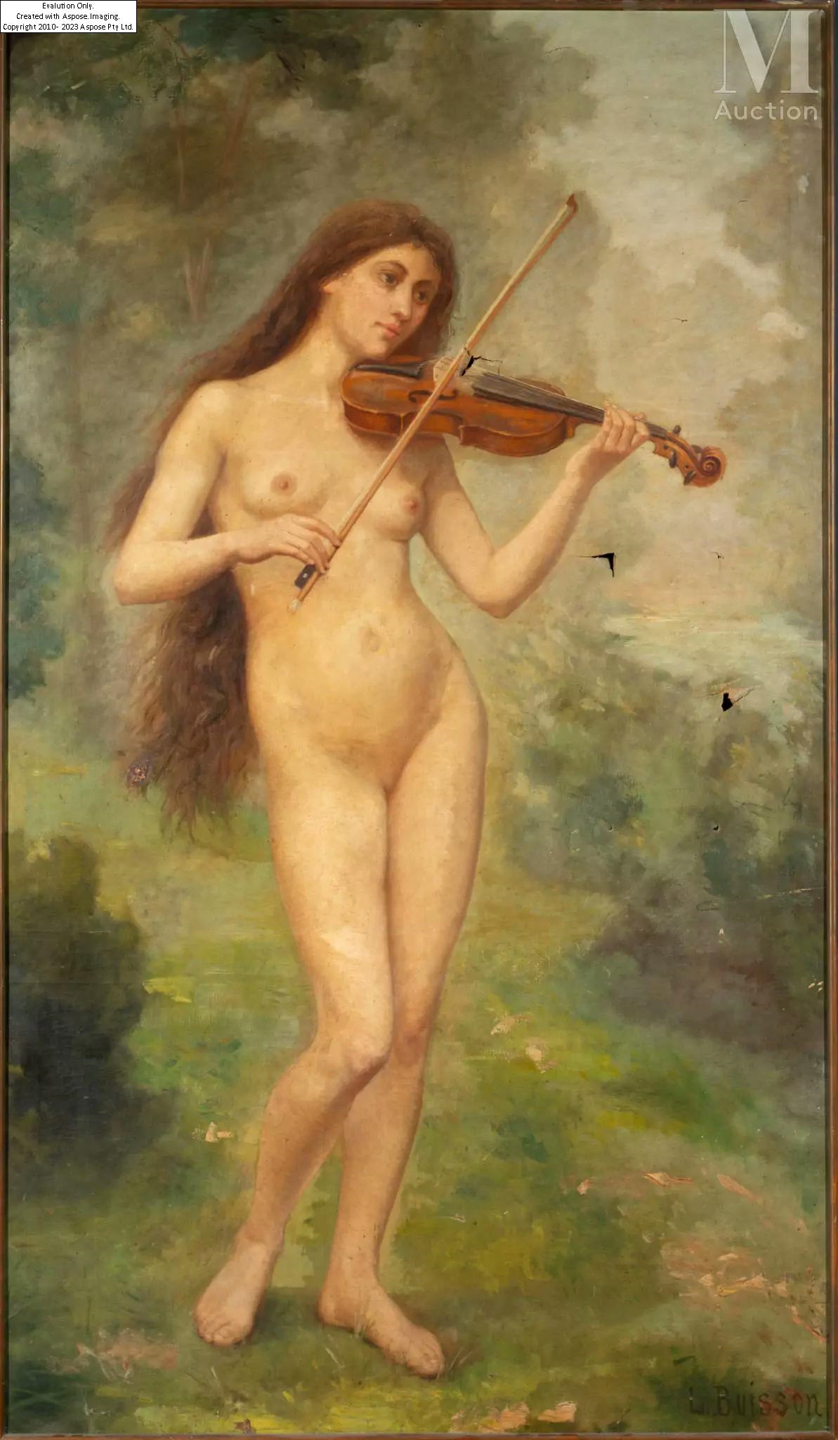Artwork by L. Buisson, Nu au violon, Made of oil on canvas
