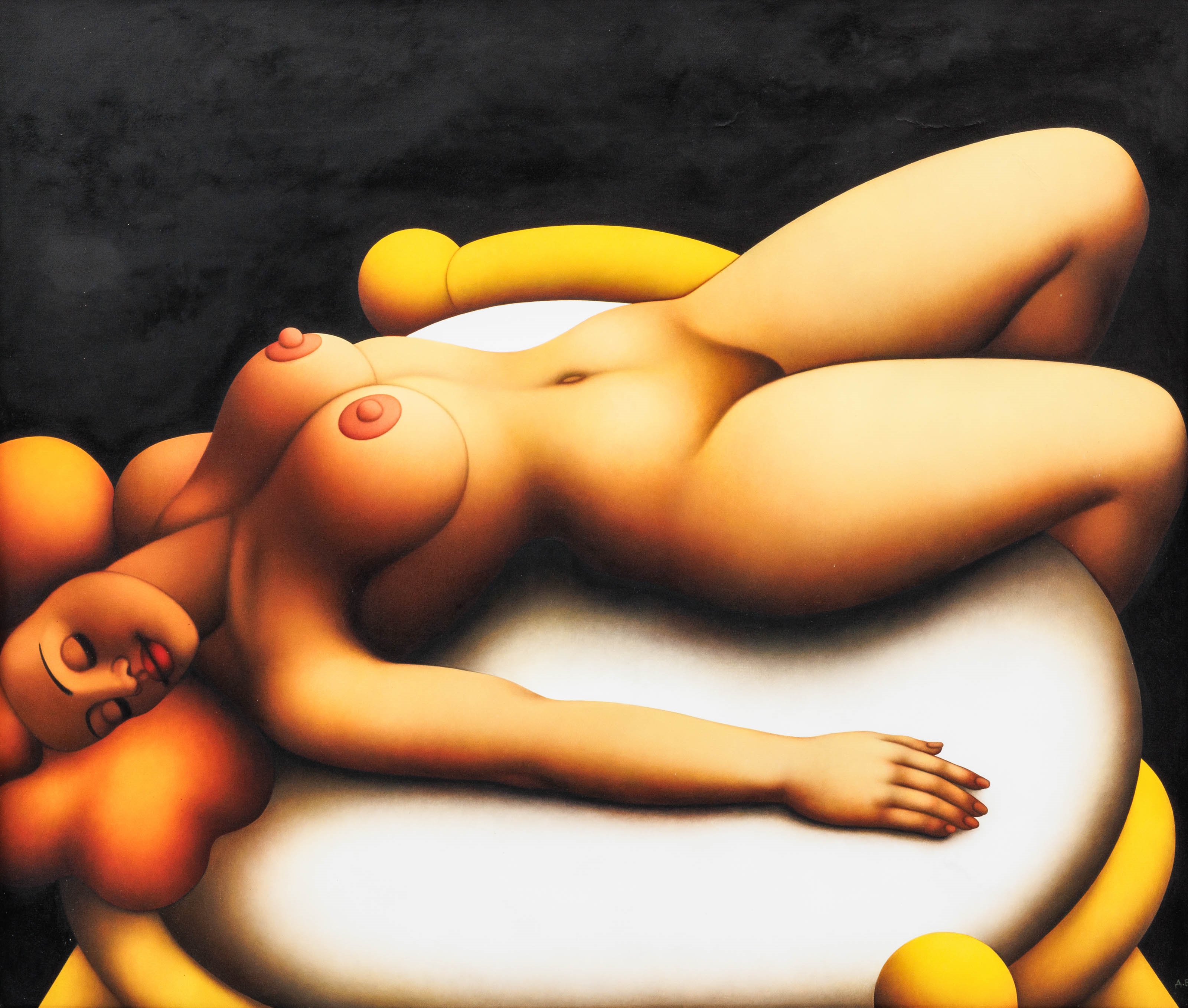 Artwork by Dimitar Mitchy Buyuklijski, Reclining nude, 1993, Made of Oil on canvas