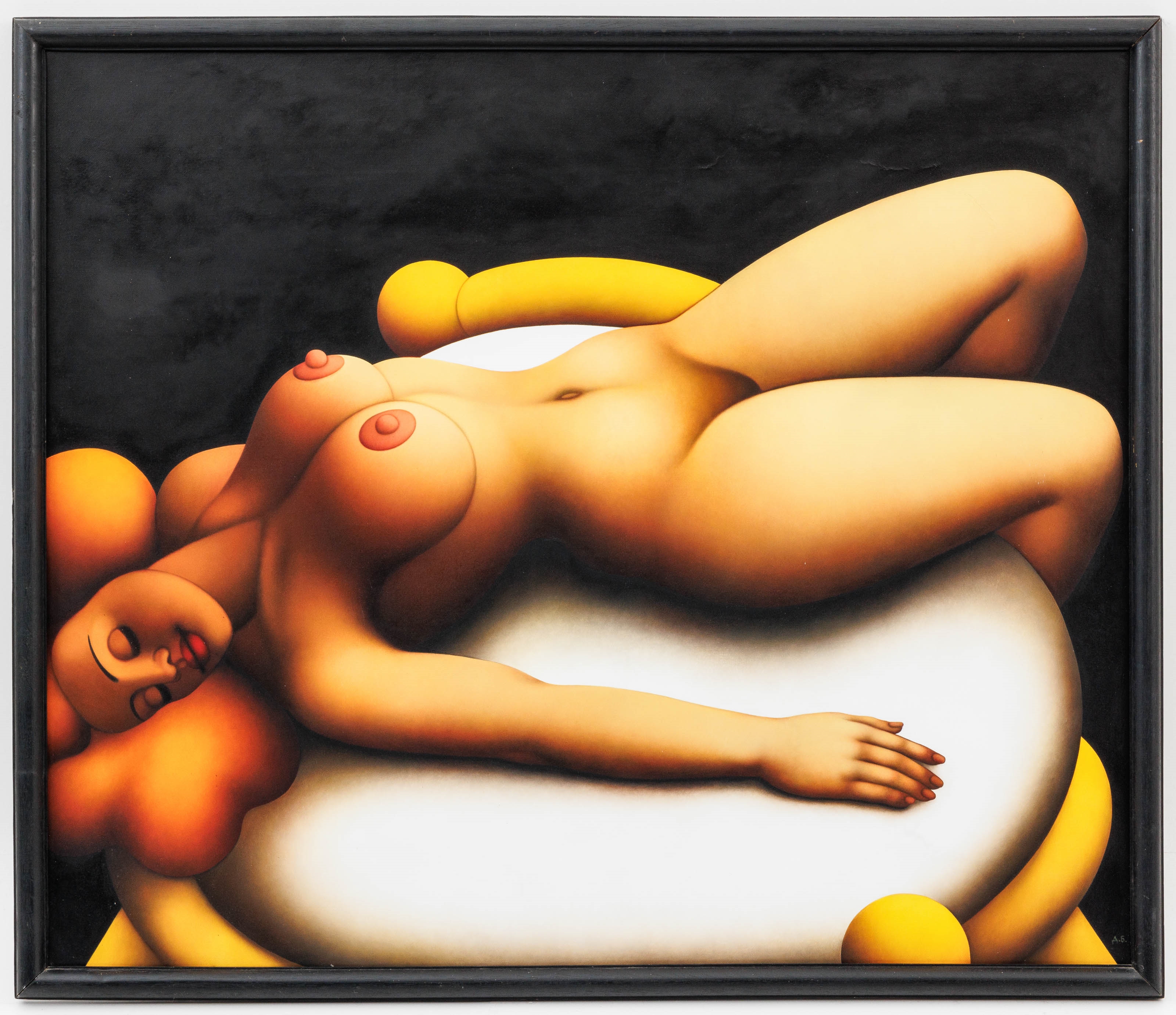 Artwork by Dimitar Mitchy Buyuklijski, Reclining nude, 1993, Made of Oil on canvas