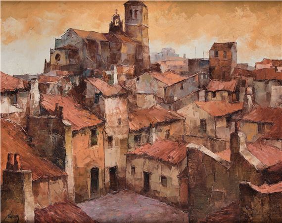 CARLOS RINCON Santander (1916) / ? (?) "Town view by Carlos Rincon